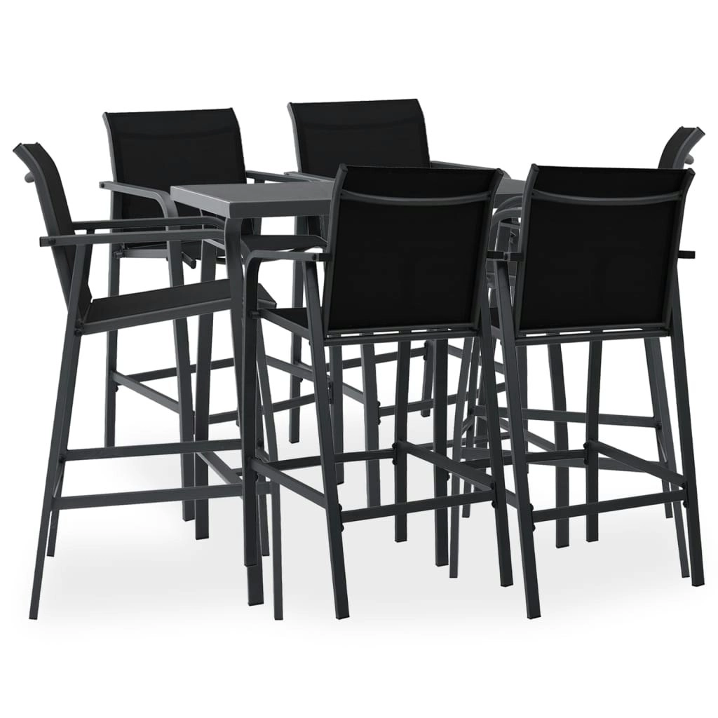 7 Piece Garden Bar Set Black 3073578