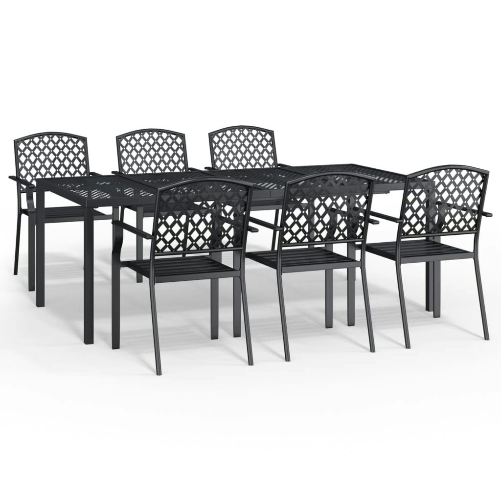 7 Piece Garden Dining Set Anthracite Steel 3188005