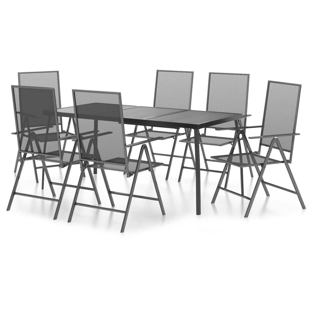 7 Piece Garden Dining Set Anthracite Steel 3187981