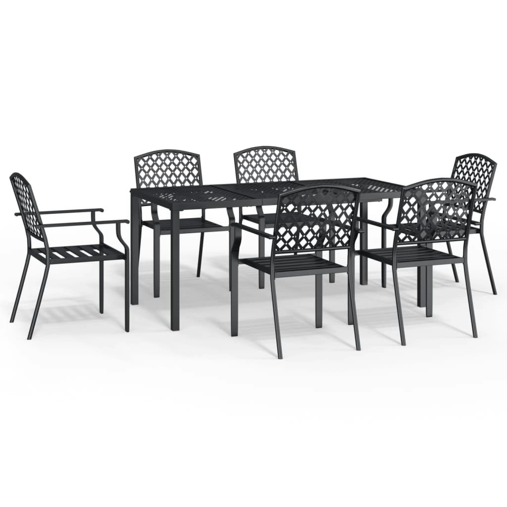 7 Piece Garden Dining Set Anthracite Steel 3188003