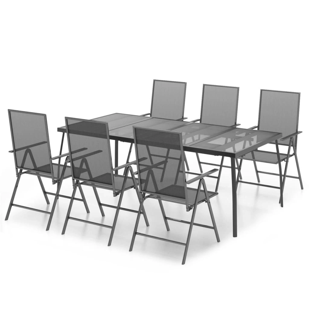 7 Piece Garden Dining Set Anthracite Steel 3187983