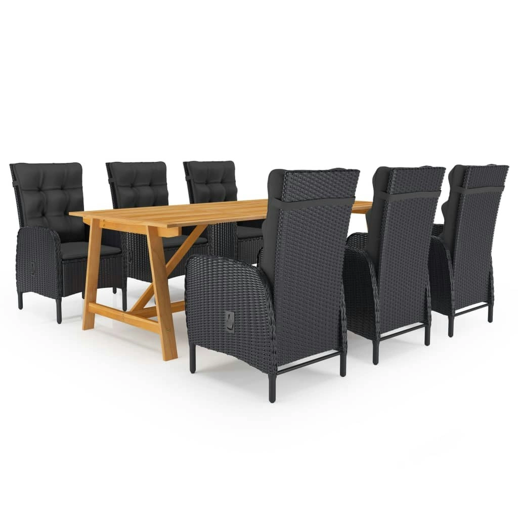 7 Piece Garden Dining Set Black 3068799