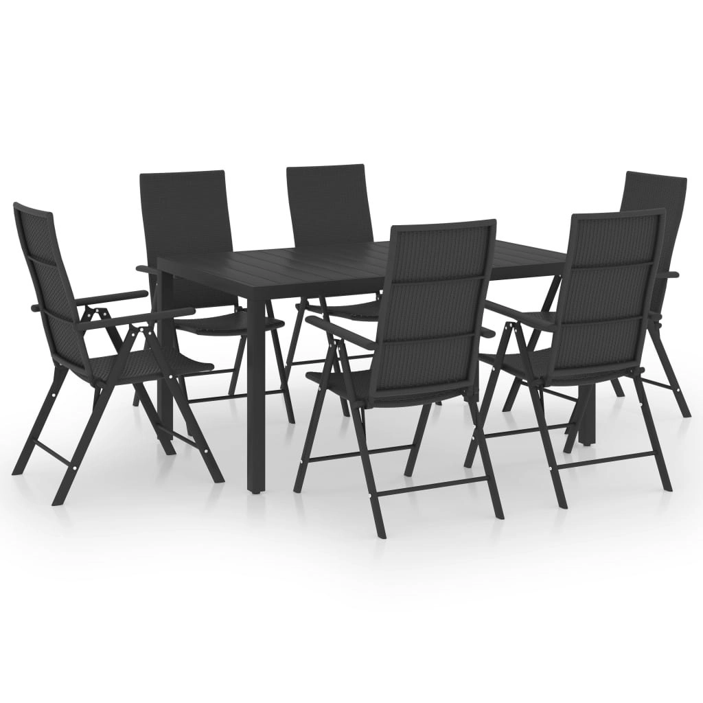 7 Piece Garden Dining Set Black 3060061