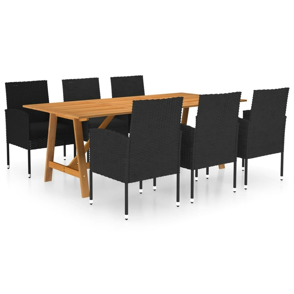 7 Piece Garden Dining Set Black 3068840