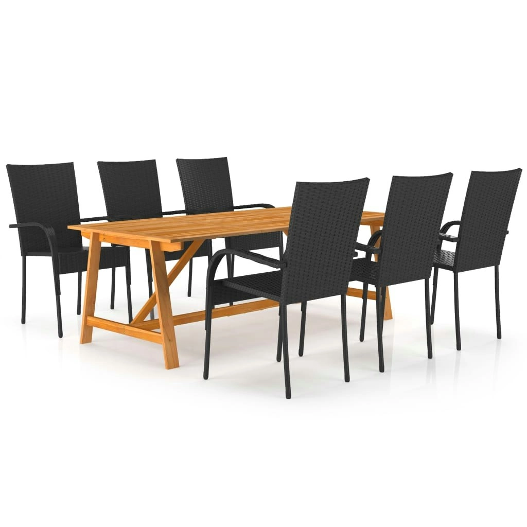 7 Piece Garden Dining Set Black 3068807