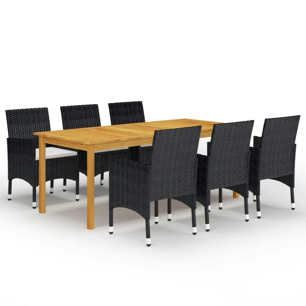 7 Piece Garden Dining Set Black 3067855