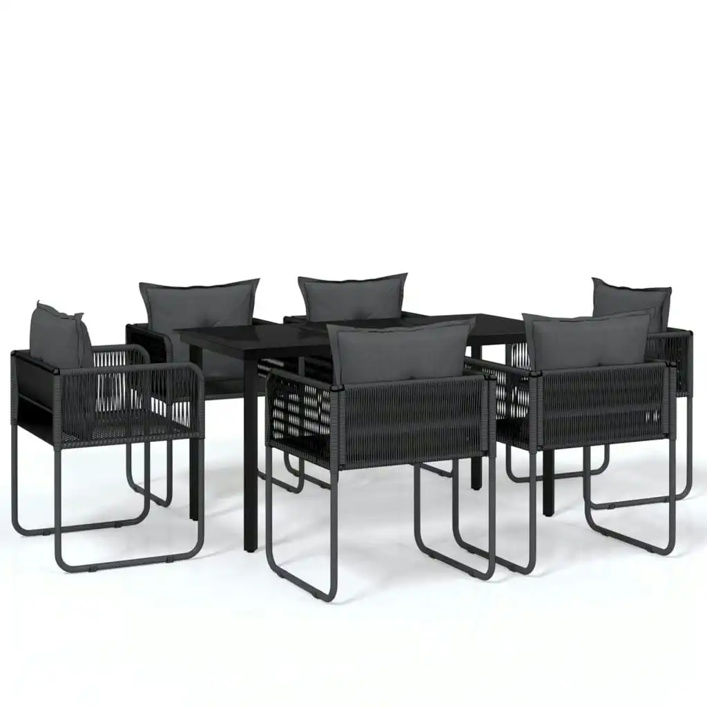 7 Piece Garden Dining Set Black 3099080