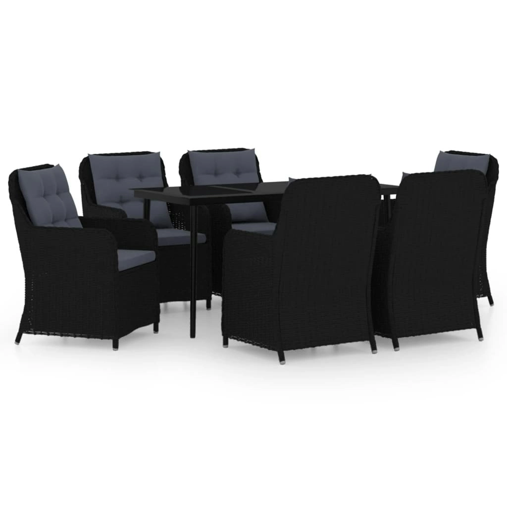 7 Piece Garden Dining Set Black 3099574