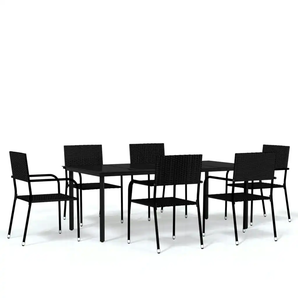 7 Piece Garden Dining Set Black 3099581