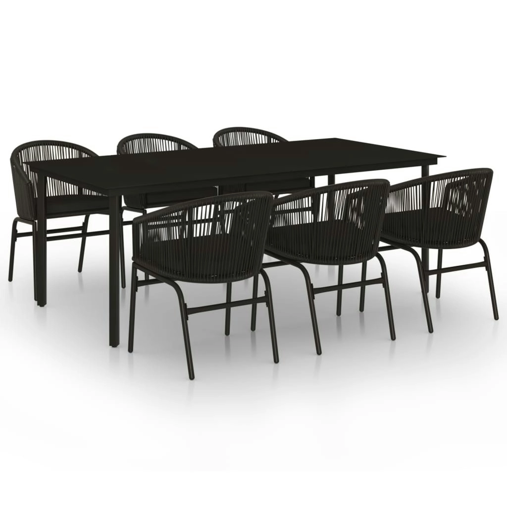 7 Piece Garden Dining Set Black 3099225