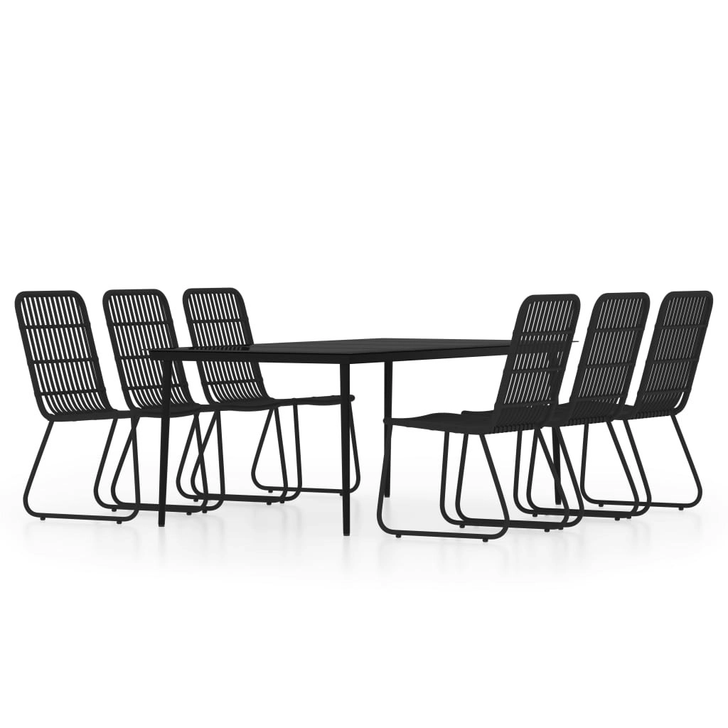 7 Piece Garden Dining Set Black 3099183