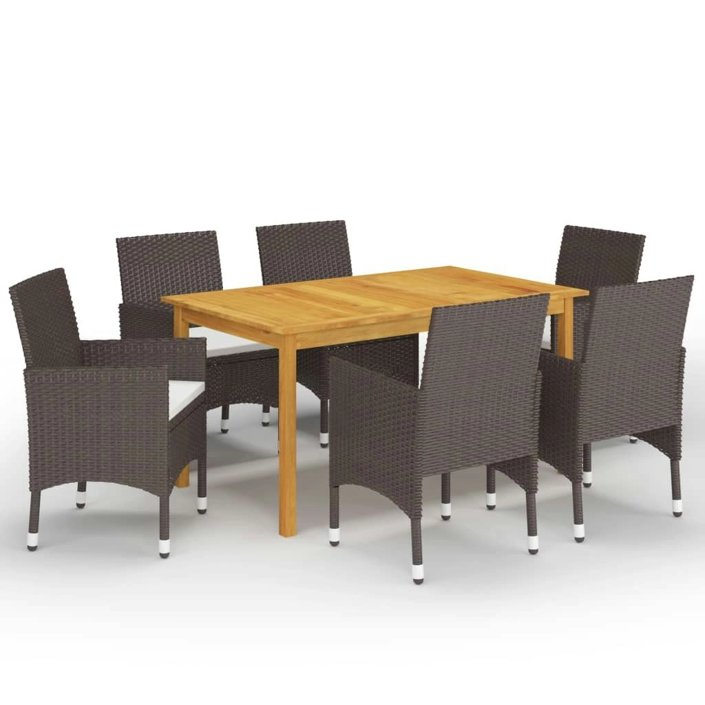 7 Piece Garden Dining Set Brown 3067768