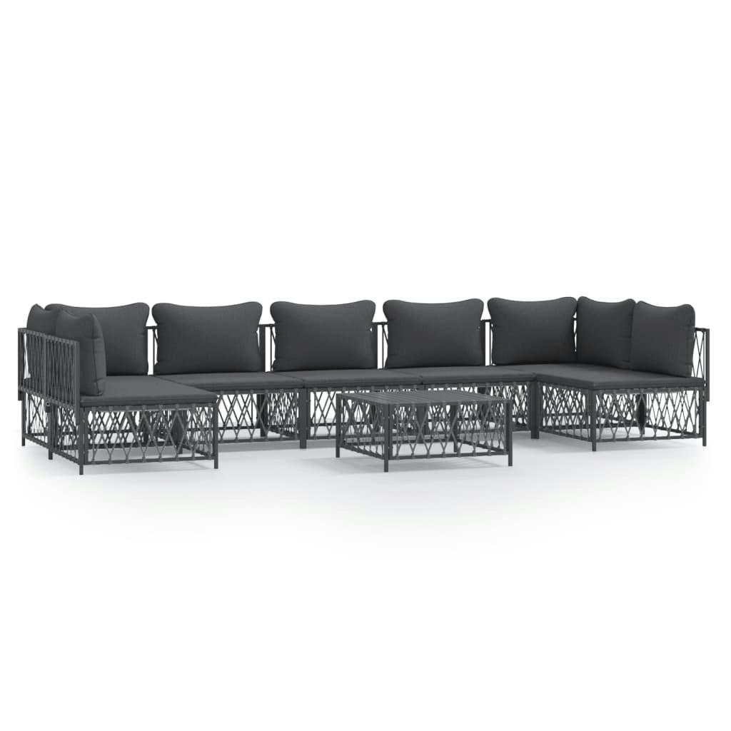 8 Piece Garden Lounge Set with Cushions Anthracite Steel 3186917