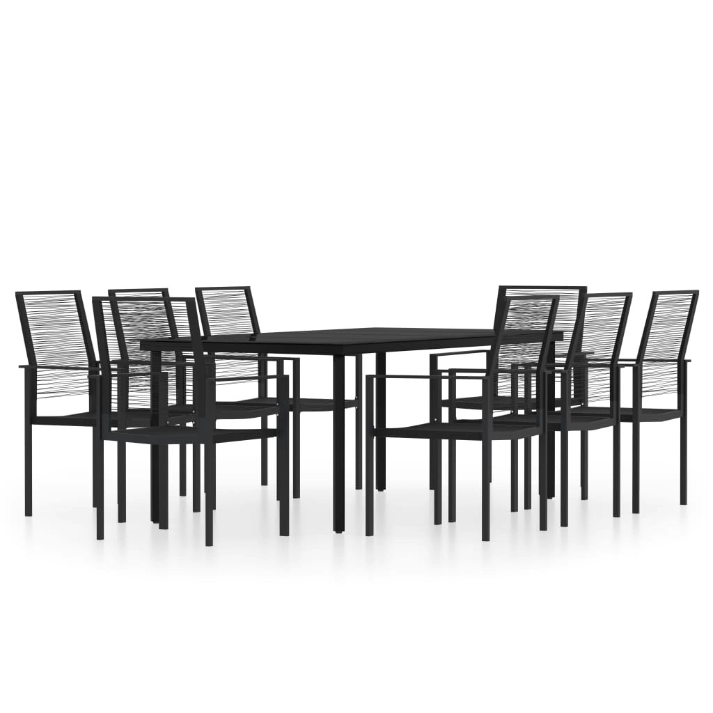 9 Piece Garden Dining Set Black 3099202