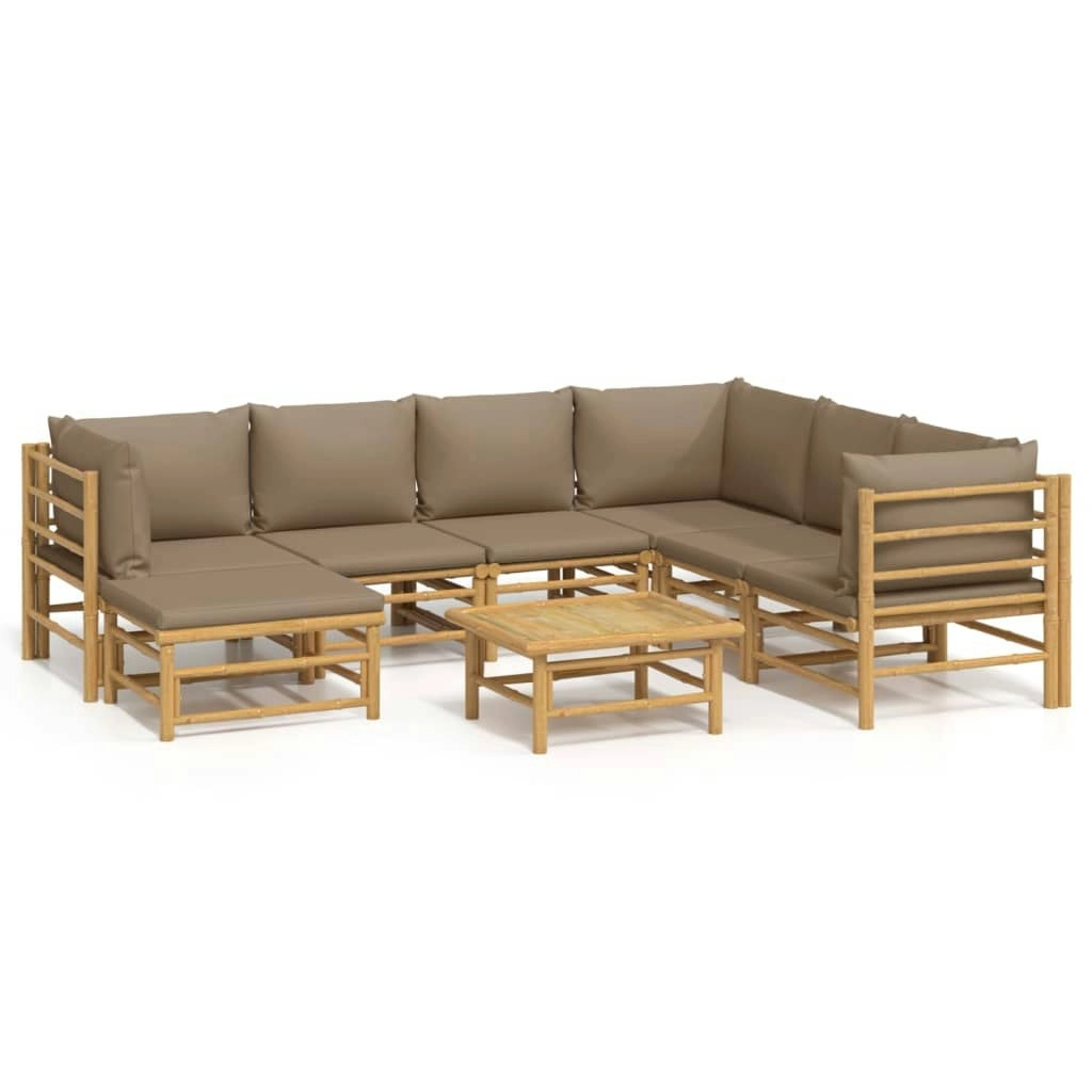 8 Piece Garden Lounge Set with Taupe Cushions  Bamboo 3155127