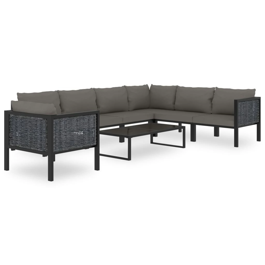 8 Piece Garden Lounge Set with Cushions Poly Rattan Anthracite 49402