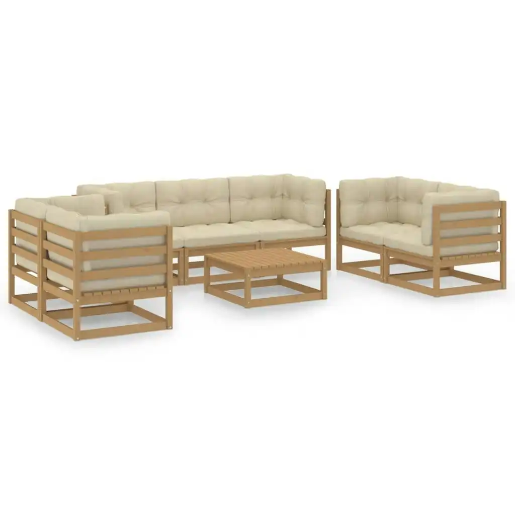 8 Piece Garden Lounge Set with Cushions Solid Pinewood 3076507