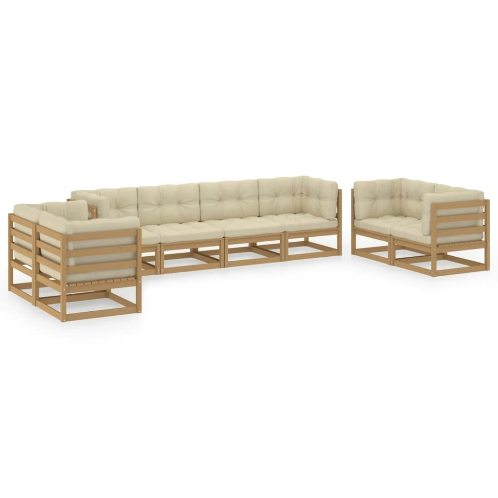 8 Piece Garden Lounge Set with Cushions Solid Pinewood 3076512