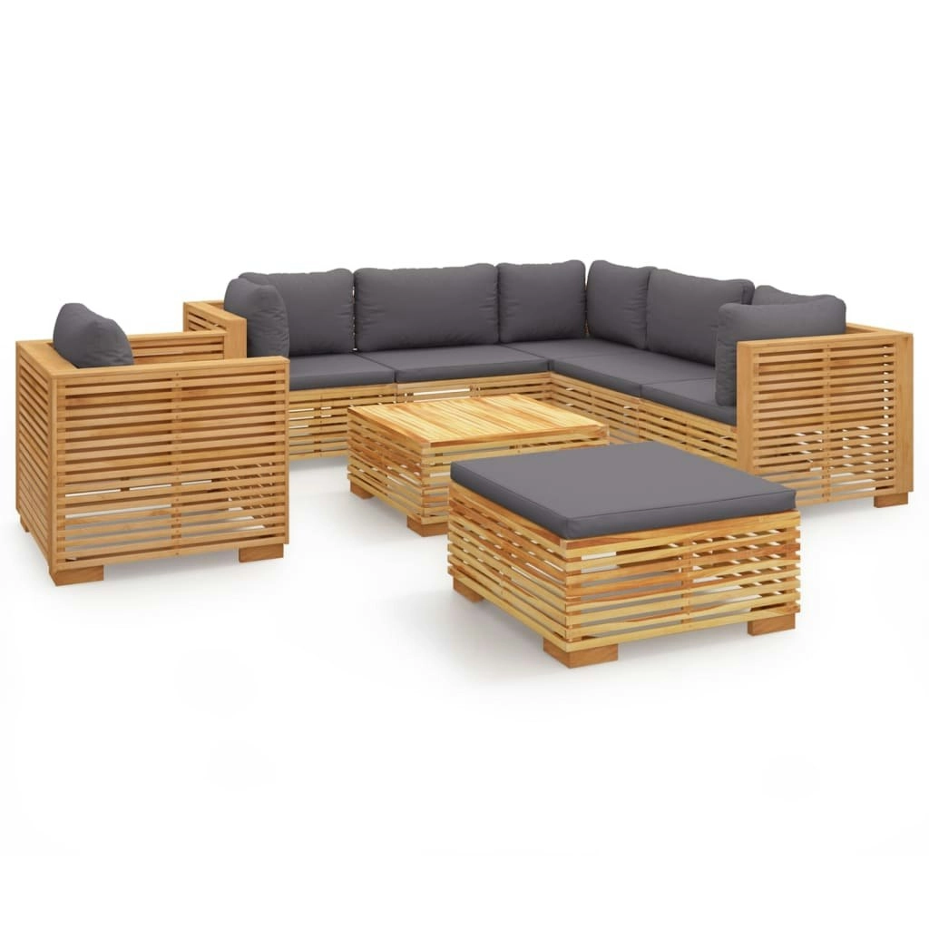 8 Piece Garden Lounge Set with Cushions Solid Teak Wood 3100878