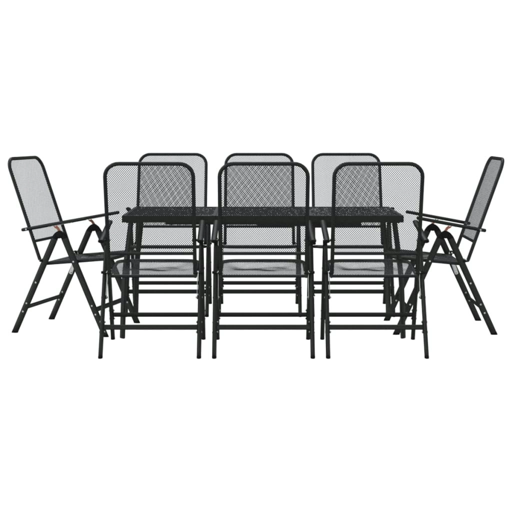 9 Piece Garden Dining Set Anthracite Metal Mesh 3211823