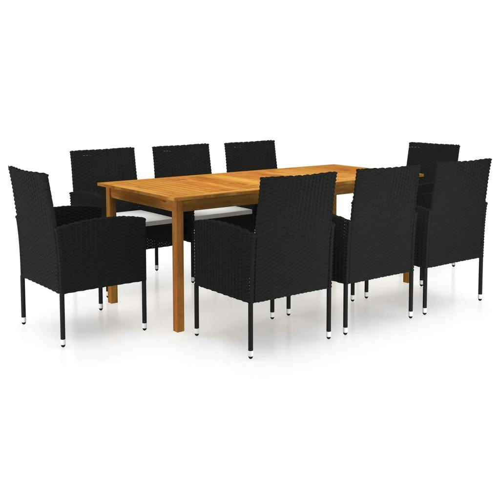 9 Piece Garden Dining Set Black 3067929