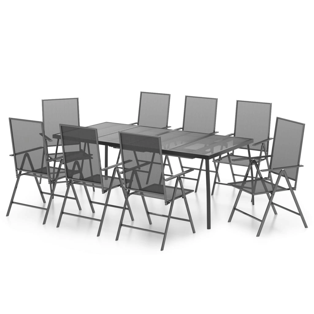 9 Piece Garden Dining Set Anthracite Steel 3187984