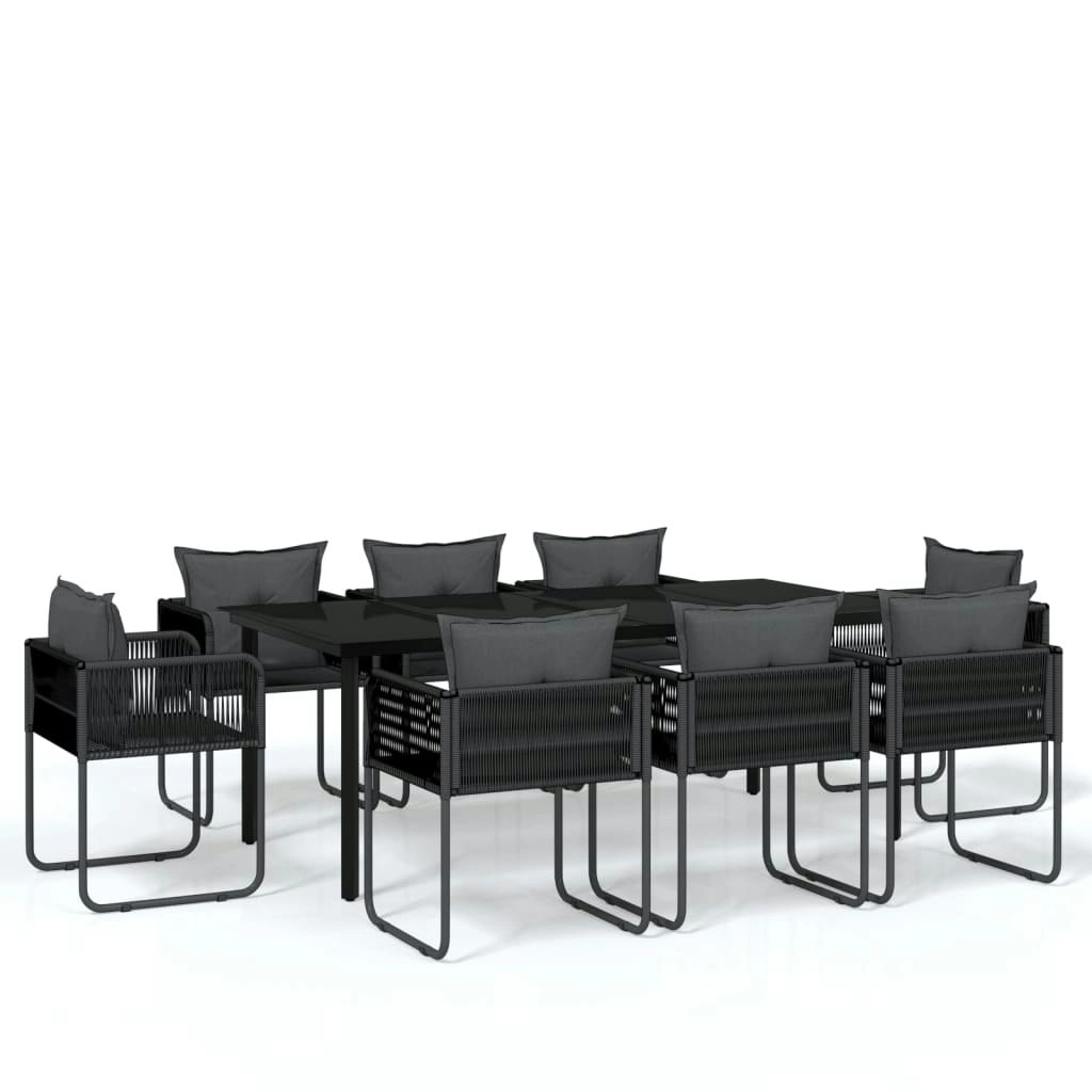 9 Piece Garden Dining Set Black 3099082