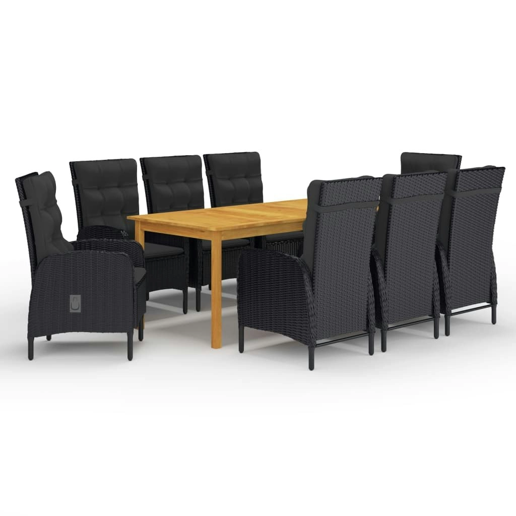 9 Piece Garden Dining Set Black 3067870