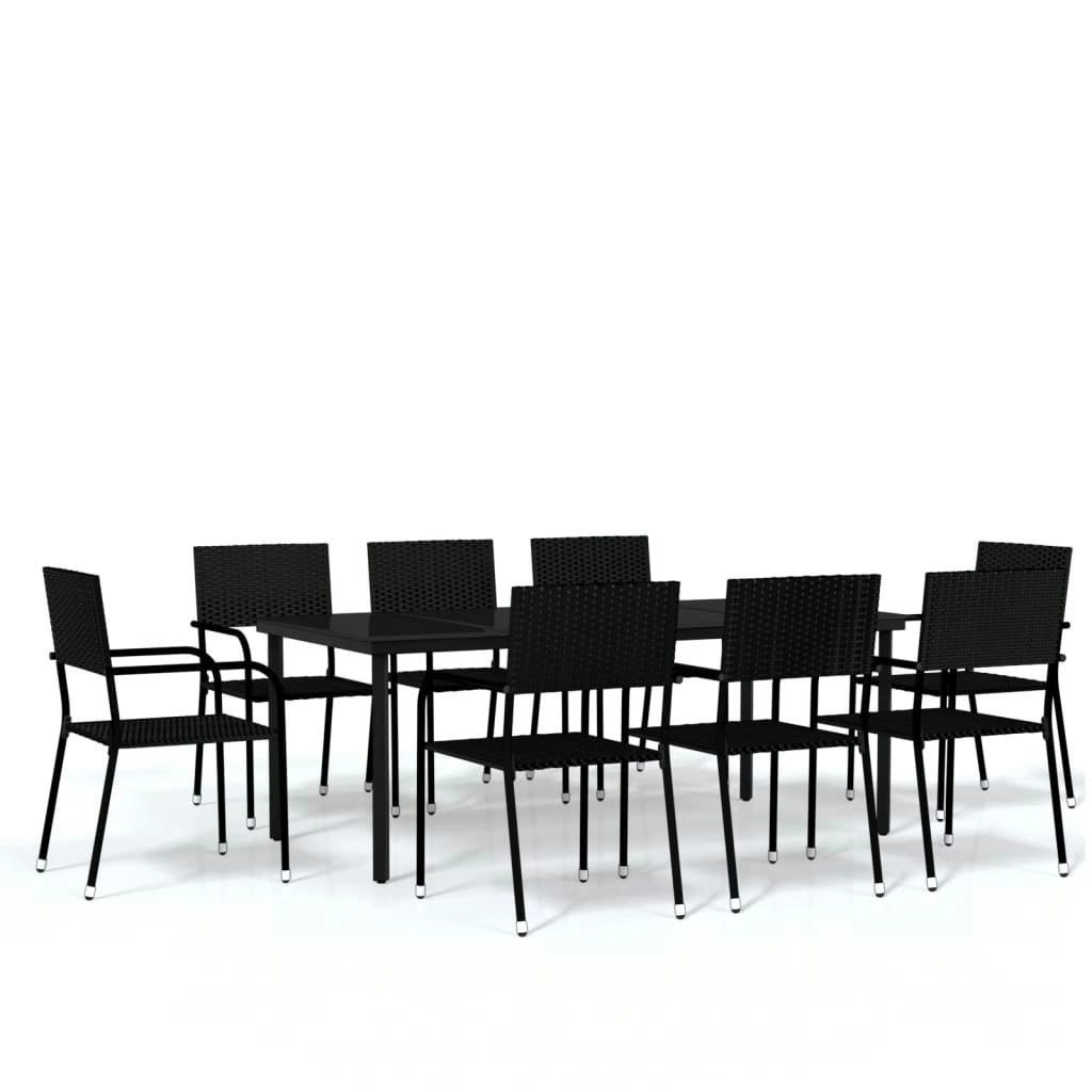 9 Piece Garden Dining Set Black 3099582