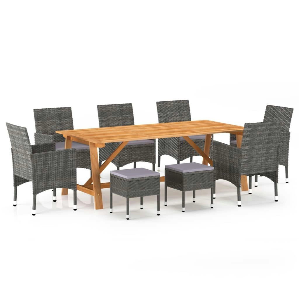 9 Piece Garden Dining Set Grey 3068801