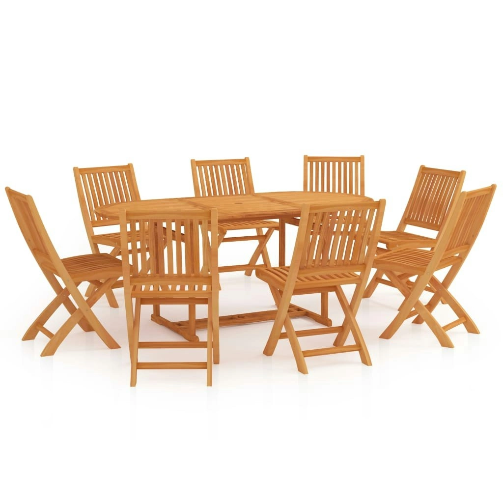 9 Piece Garden Dining Set Solid Teak Wood 3059564