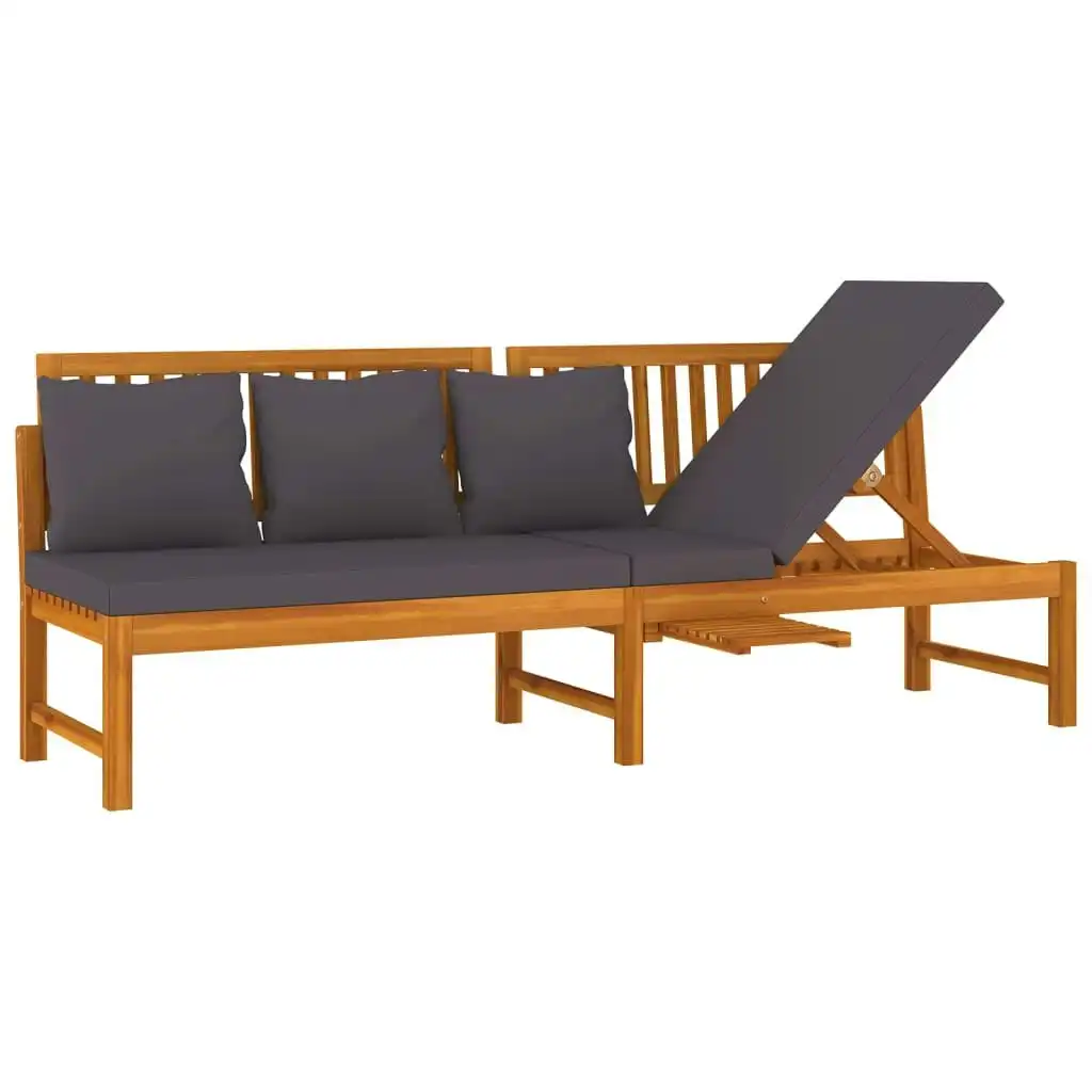 Day Bed with Grey Cushion 200x60x75 cm Solid Wood Acacia 312145