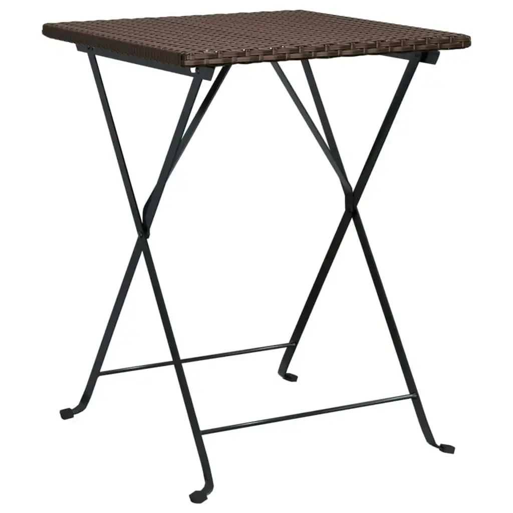 Folding Bistro Table Brown 55x54x71 cm Poly Rattan 319984