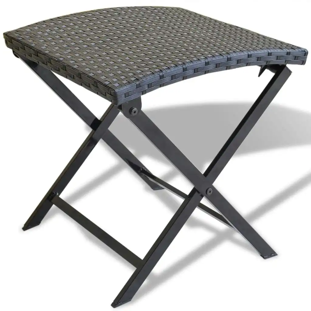 Folding Stool Poly Rattan Black 41788