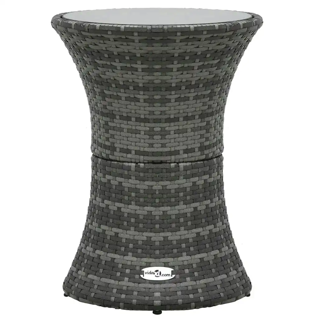 Garden Side Table Drum Shape Grey Poly Rattan 48152