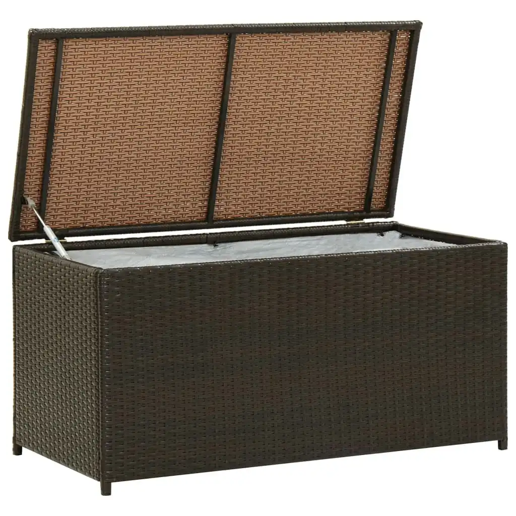 Garden Storage Box Poly Rattan 100x50x50 cm Brown 46472