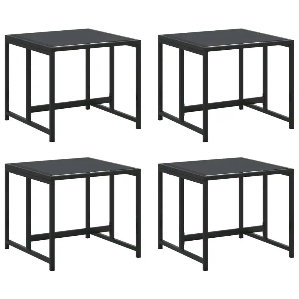 Garden Stools 4 pcs Black Steel and Textilene 4008594