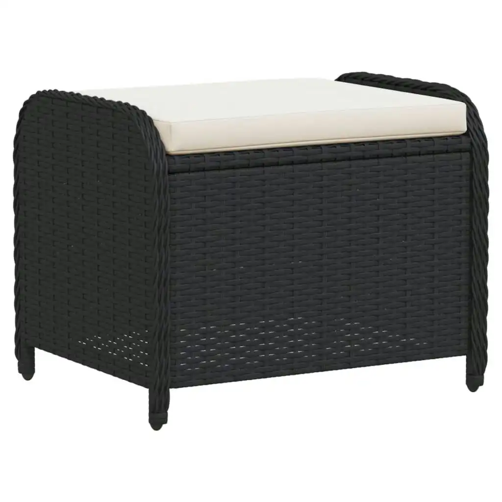 Garden Stool with Cushion Black 58x46x46 cm Poly Rattan 365733