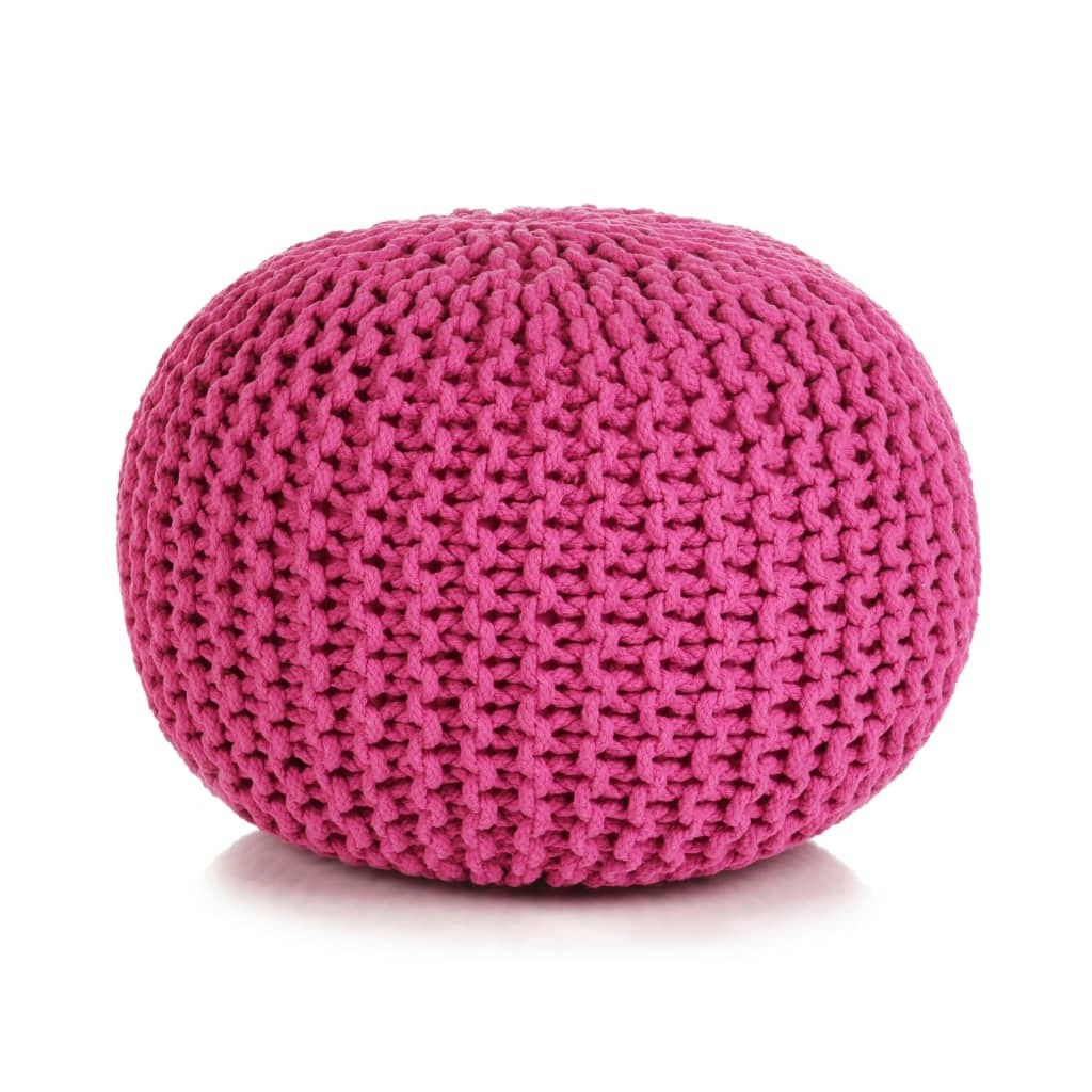 Hand-Knitted Pouffe Cotton 50x35 cm Pink 245075