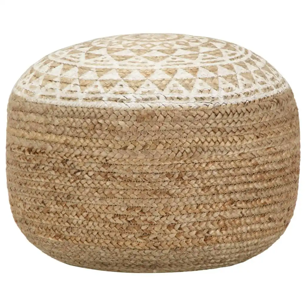 Handmade Pouffe White 45x30 cm Jute 248085