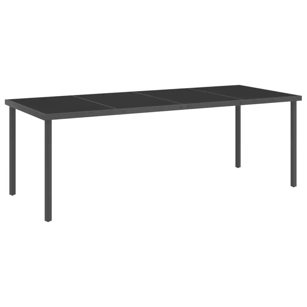 Outdoor Dining Table Anthracite 220x90x75 cm Steel and Glass 313090