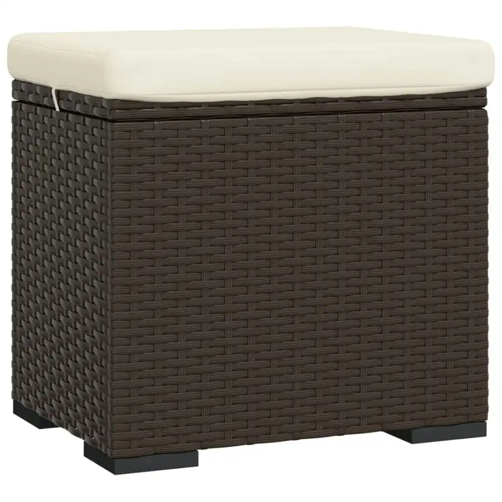 Ottoman with Cushion Brown 40x30x40 cm Poly Rattan 319393