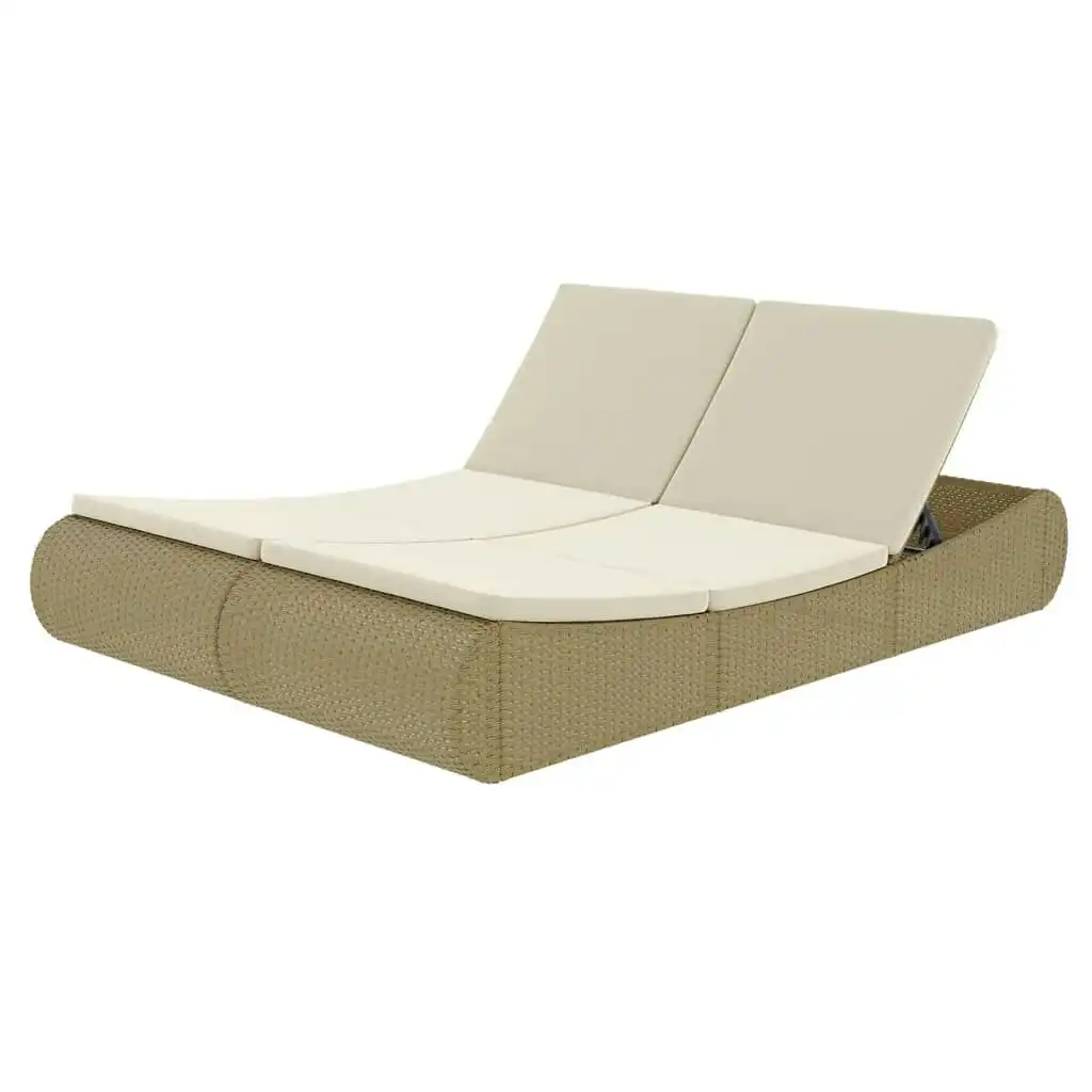 Outdoor Lounge Bed Poly Rattan Beige 42887