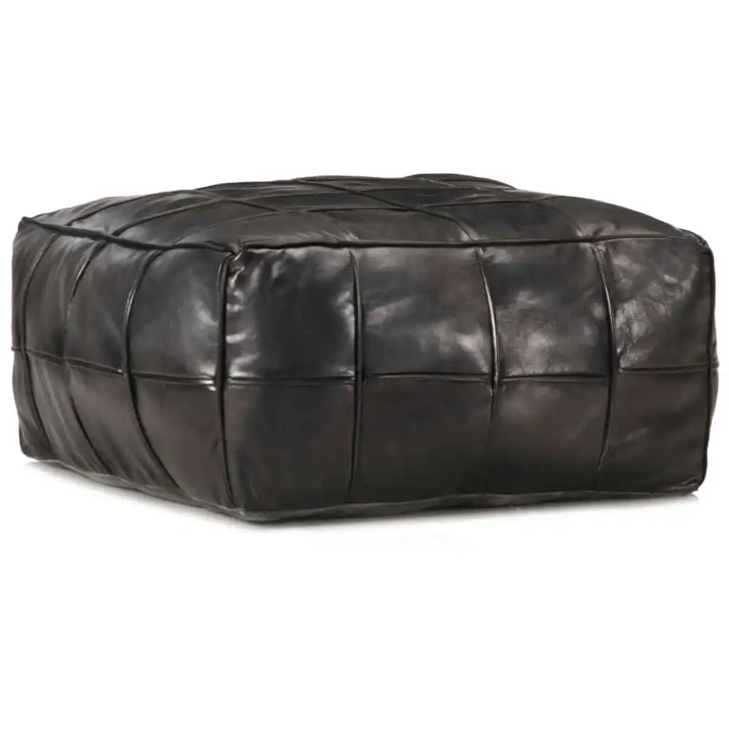 Pouffe Black 60x60x30 cm Genuine Goat Leather 248134