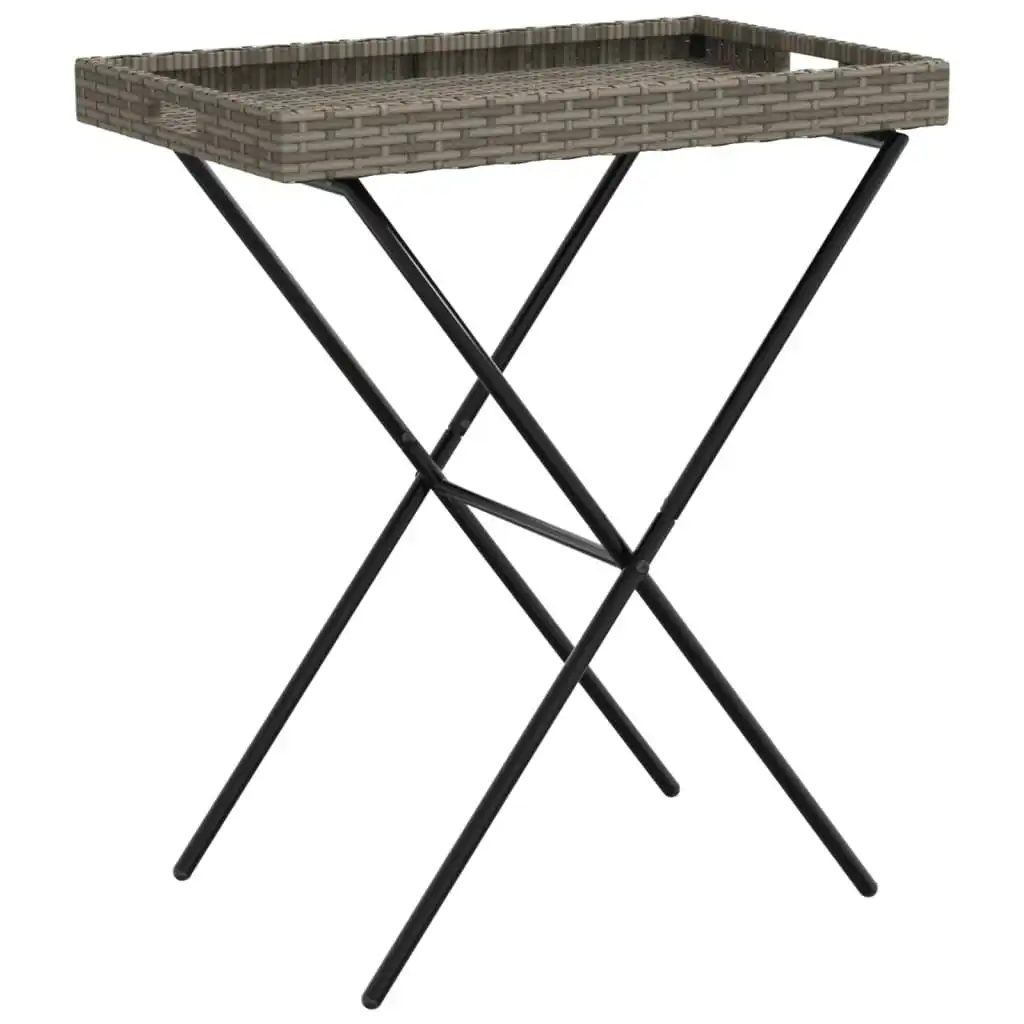 Folding Tray Table Grey 65x40x75 cm Poly Rattan 365129