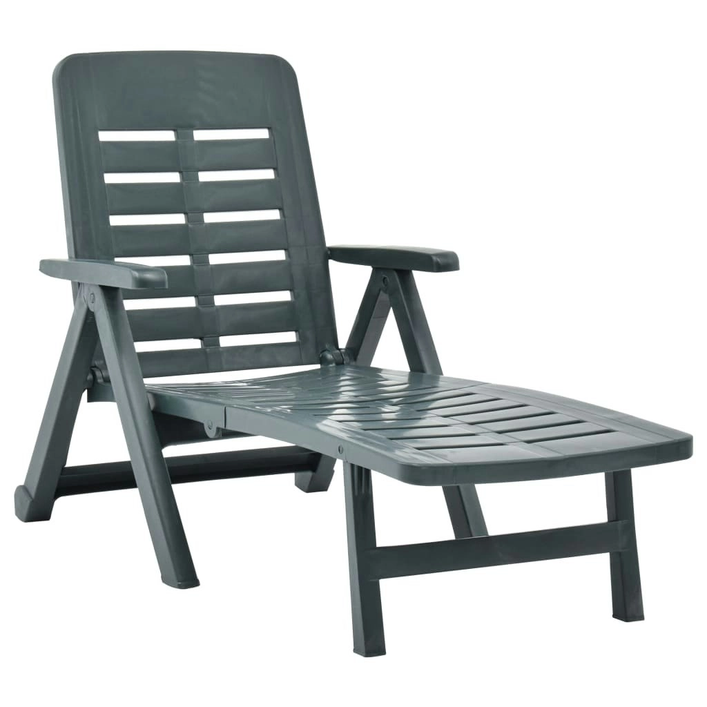 Folding Sun Lounger Plastic Green 48755