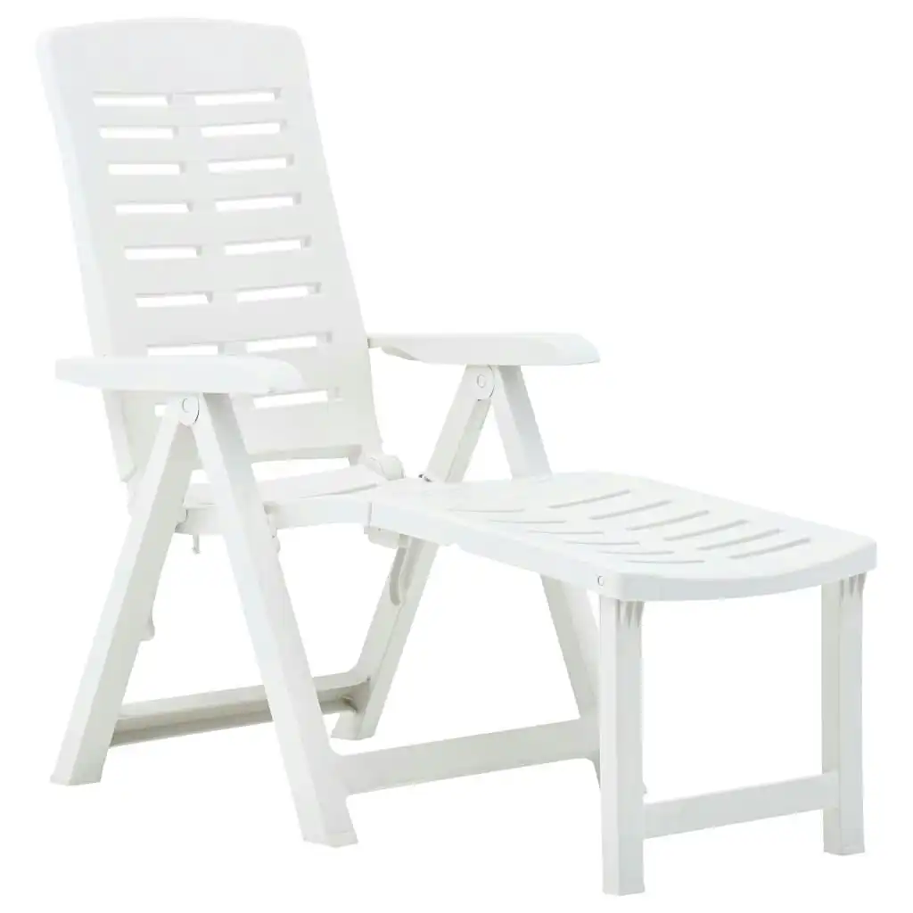 Folding Sun Lounger Plastic White 48757