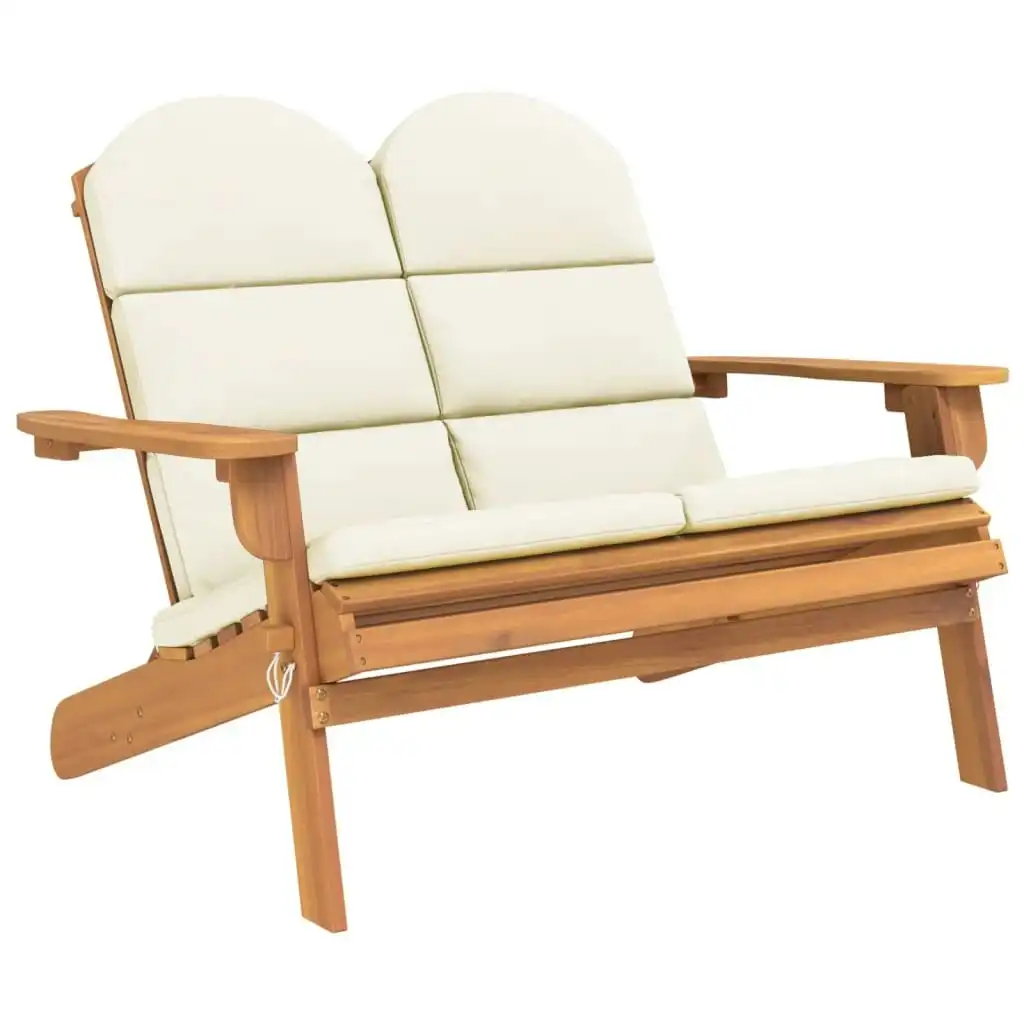 Adirondack Garden Bench with Cushions 126 cm Solid Wood Acacia 360039