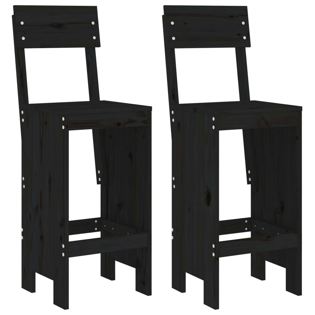 Bar Stools 2 pcs Black 40x48.5x115.5 cm Solid Wood Pine 825363