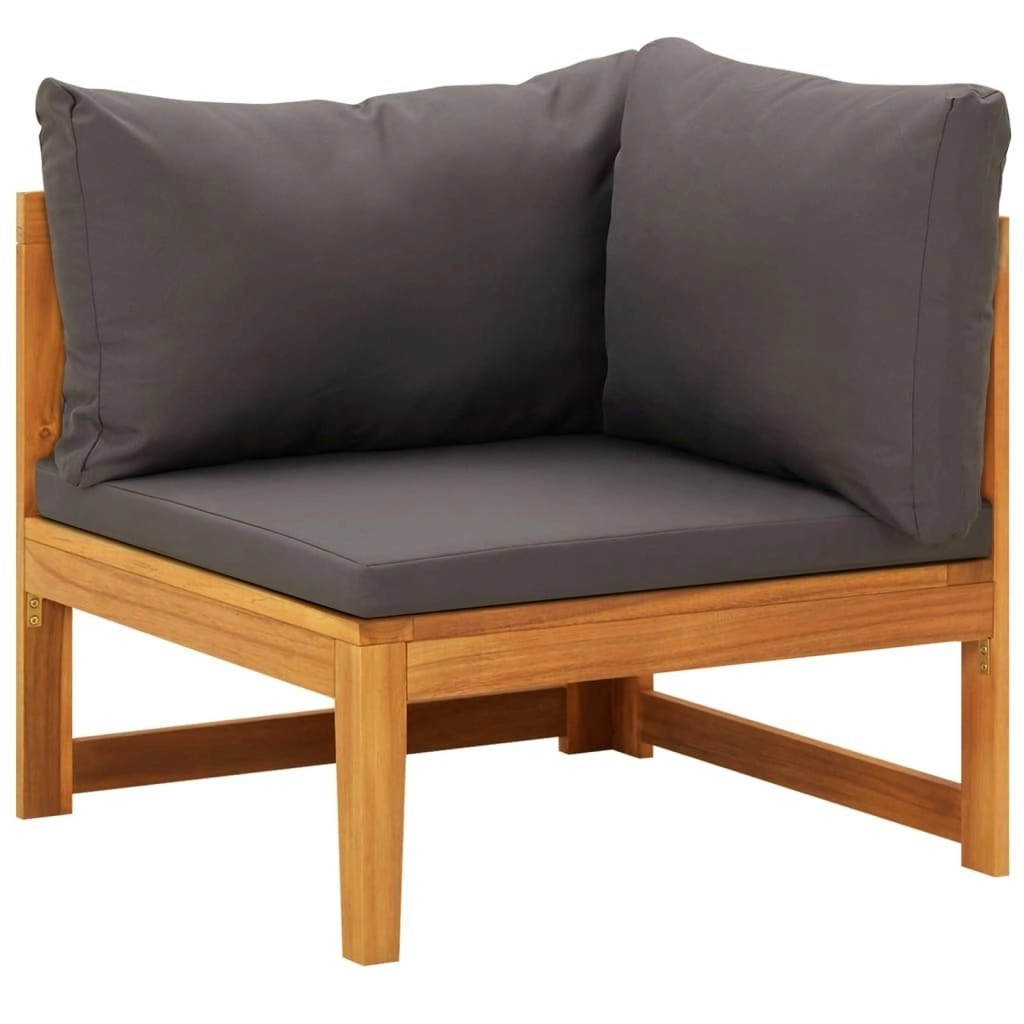 Corner Sofa with Dark Grey Cushions Solid Acacia Wood 316320